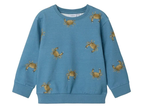 Blå sweatshirt fra Name It med print af brune krabber 13243042 spring lake